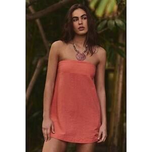 Free people Essentially The Best Cotton-Linen Mini Dress in brown Size Medium